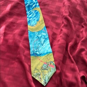 Artistic Blue and Gold Men's Silk Tie